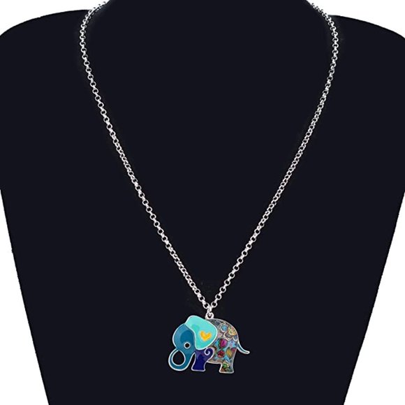 Jewelry Set: Enamel Alloy Cartoon Elephants - Picture 4 of 8